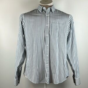 COOFANDY™️ Men's Size 2XL Blue/White Striped Long Sleeve Dress Shirt